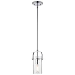 Pilaster II Cylinder 5&quot;W Polished Chrome Stem Hung Pendant With Seedy