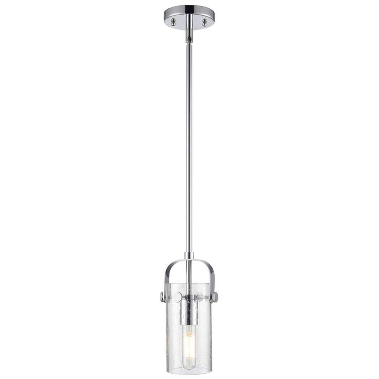 Image 1 Pilaster II Cylinder 5 inchW Polished Chrome Stem Hung Pendant With Seedy 