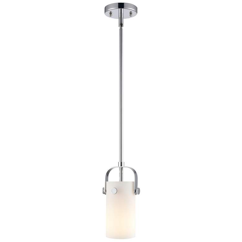 Image 1 Pilaster II Cylinder 5"W Polished Chrome Stemmed Pendant w/ White Shad