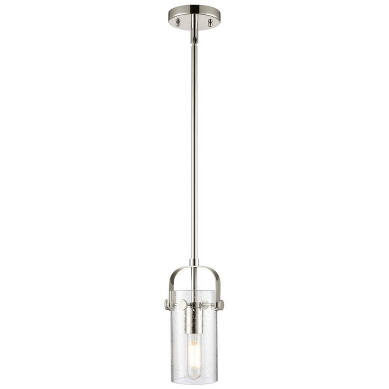 Image 1 Pilaster II Cylinder 5"W Polished Nickel Stem Hung Pendant With Seedy