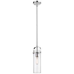 Pilaster II Cylinder 5&quot;W Stem Hung Polished Chrome Pendant w/ Clear Sh