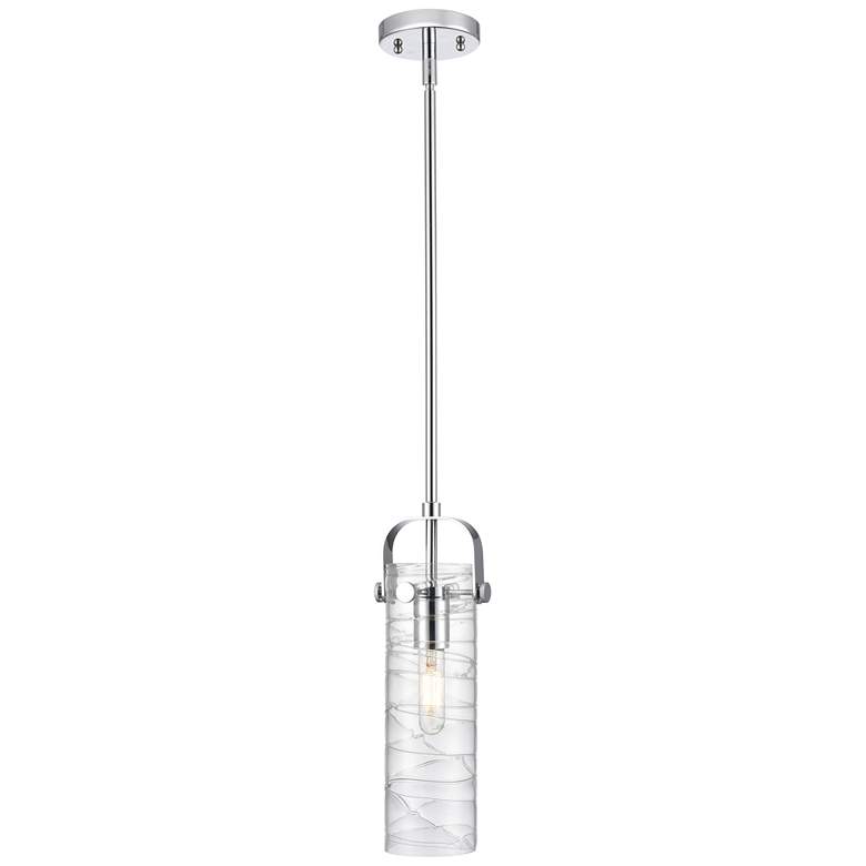 Image 1 Pilaster II Cylinder 5"W Stem Hung Polished Chrome Pendant w/ Swirl Sh