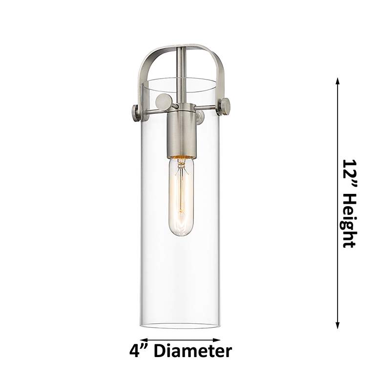Image 3 Pilaster II Cylinder 5"W Stem Hung Polished Nickel Pendant w/ Clear Sh more views