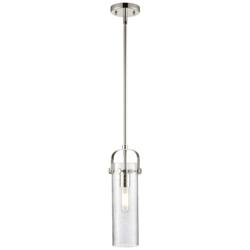 Pilaster II Cylinder 5&quot;W Stem Hung Polished Nickel Pendant w/ Seedy Sh