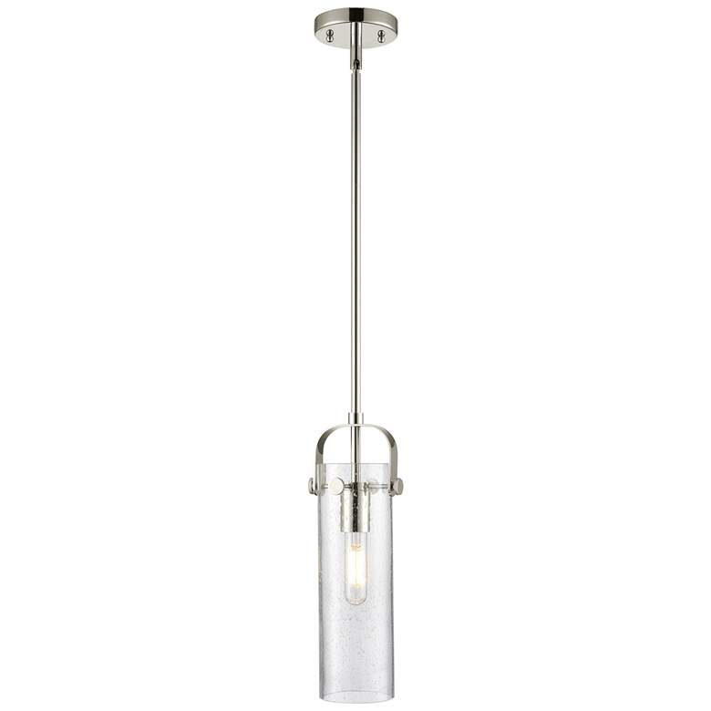 Image 1 Pilaster II Cylinder 5"W Stem Hung Polished Nickel Pendant w/ Seedy Sh