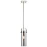 Pilaster II Cylinder 5"W Stem Hung Polished Nickel Pendant w/ Smoke Sh