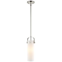 Pilaster II Cylinder 5&quot;W Stem Hung Polished Nickel Pendant w/ White Sh