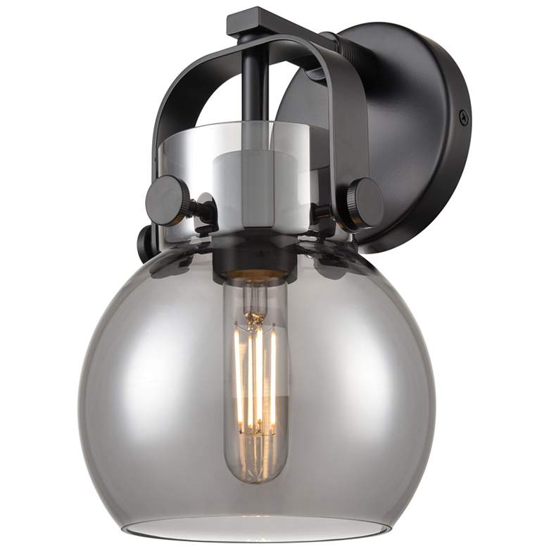 Image 1 Pilaster II Sphere 10 1/4"H Black Smoke Glass Wall Sconce