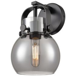 Pilaster II Sphere 10 1/4"H Black Smoke Glass Wall Sconce