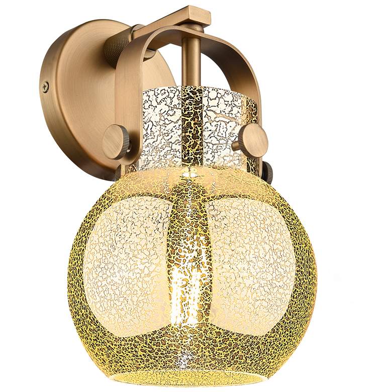 Image 1 Pilaster II Sphere 10"H Brushed Brass Wall Sconce With Mercury Shade