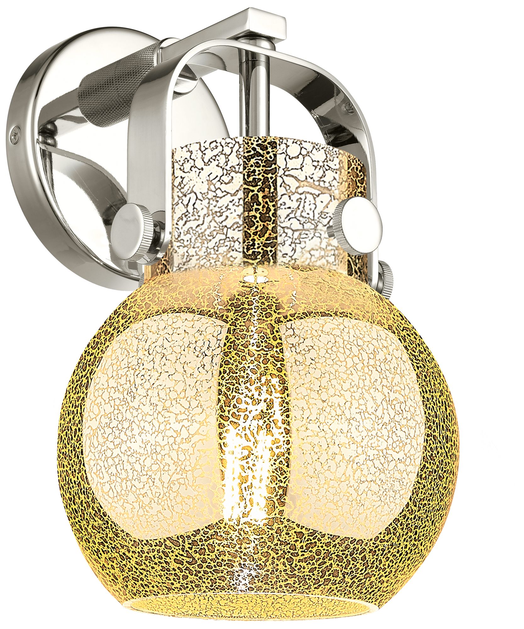 Pilaster II Sphere 10"H Polished Nickel Wall Sconce With Mercury Shade