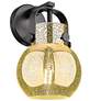Pilaster II Sphere 10" High Matte Black Wall Sconce With Mercury Shade