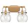 Pilaster II Sphere 17" Wide 2 Light Brushed Brass Bath Light w/ Clear