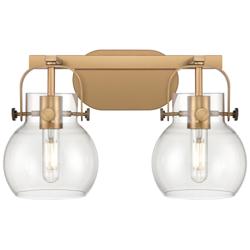 Pilaster II Sphere 17" Wide 2 Light Brushed Brass Bath Light w/ Clear