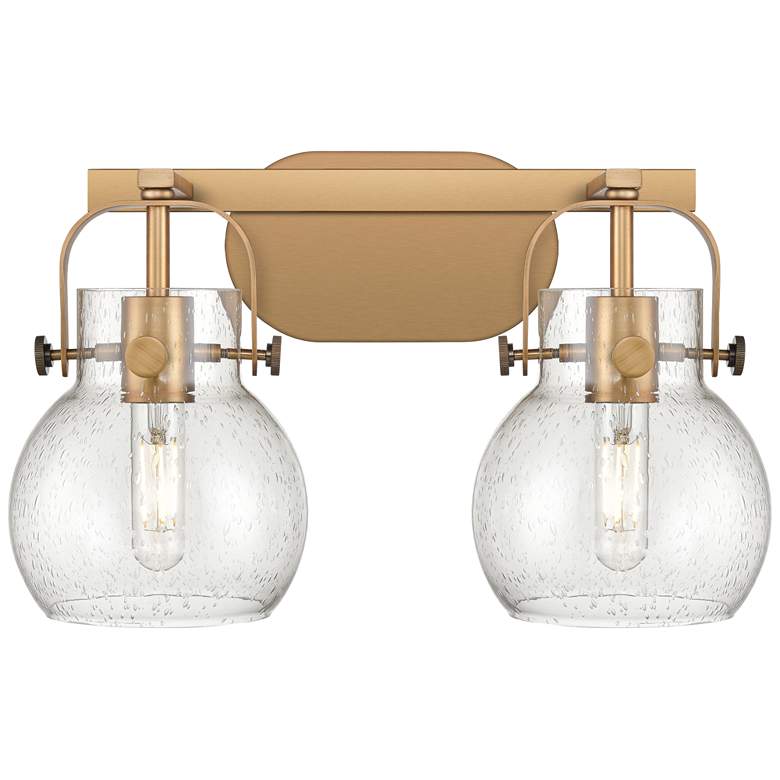 Image 1 Pilaster II Sphere 17" Wide 2 Light Brushed Brass Bath Light w/ Seedy