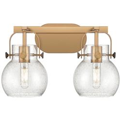 Pilaster II Sphere 17" Wide 2 Light Brushed Brass Bath Light w/ Seedy