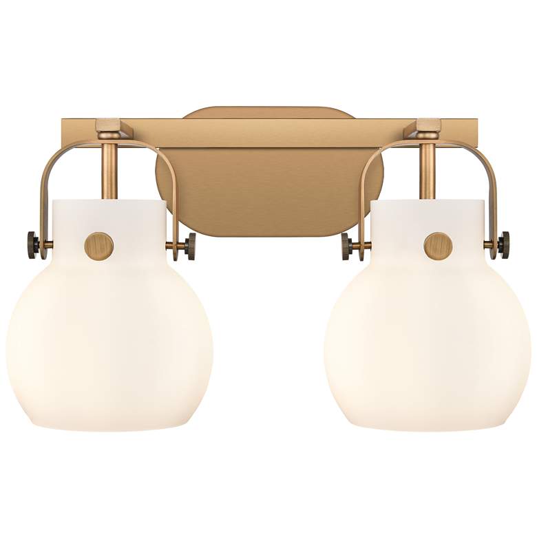 Image 1 Pilaster II Sphere 17" Wide 2 Light Brushed Brass Bath Light w/ White