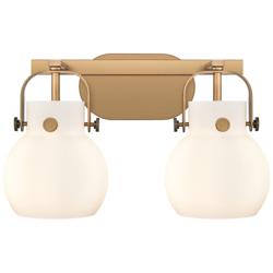Pilaster II Sphere 17" Wide 2 Light Brushed Brass Bath Light w/ White