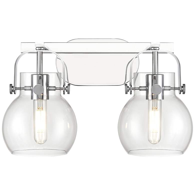 Image 1 Pilaster II Sphere 17" Wide 2 Light Chrome Bath Light With Clear Shade