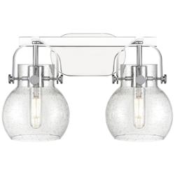 Pilaster II Sphere 17&quot; Wide 2 Light Chrome Bath Light With Seedy Shade
