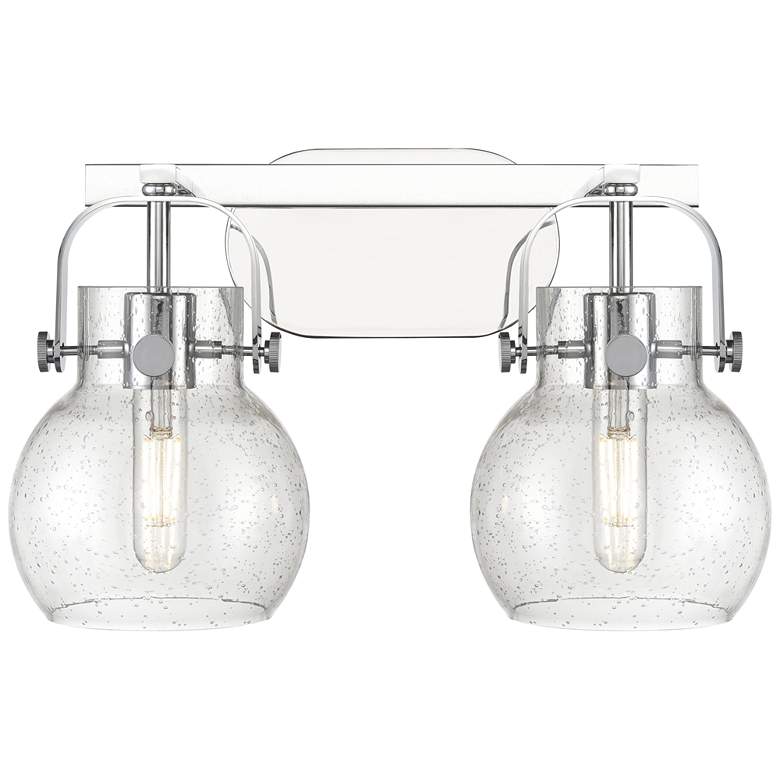 Image 1 Pilaster II Sphere 17" Wide 2 Light Chrome Bath Light With Seedy Shade
