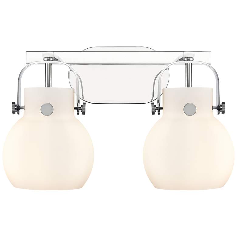 Image 1 Pilaster II Sphere 17" Wide 2 Light Chrome Bath Light With White Shade