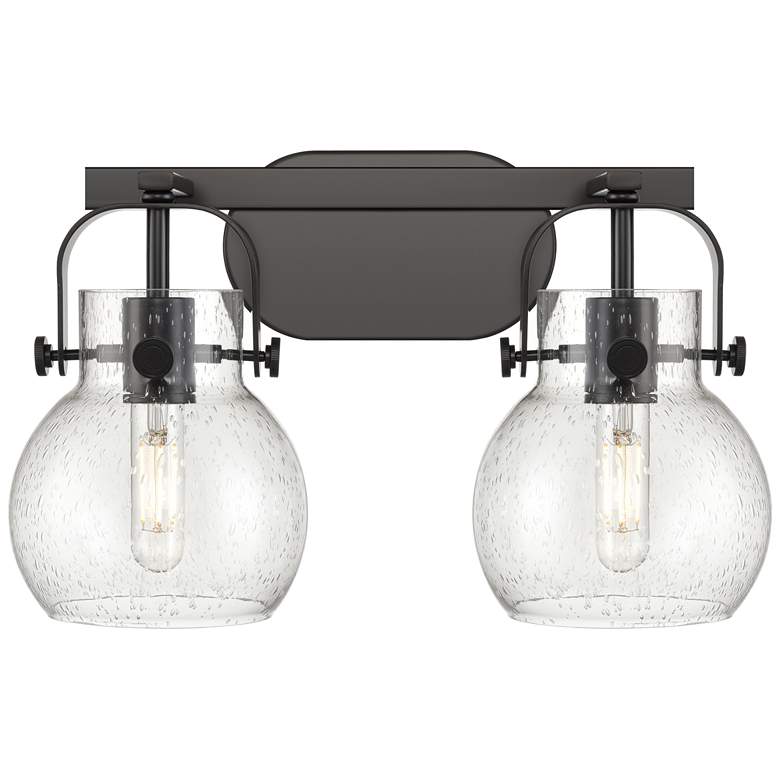 Image 1 Pilaster II Sphere 17" Wide 2 Light Matte Black Bath Light With Seedy