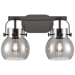 Pilaster II Sphere 17" Wide 2 Light Matte Black Bath Light With Smoke