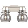 Pilaster II Sphere 17" Wide 2 Light Satin Nickel Bath Light w/ Smoke S