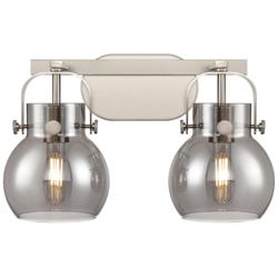 Pilaster II Sphere 17" Wide 2 Light Satin Nickel Bath Light w/ Smoke S