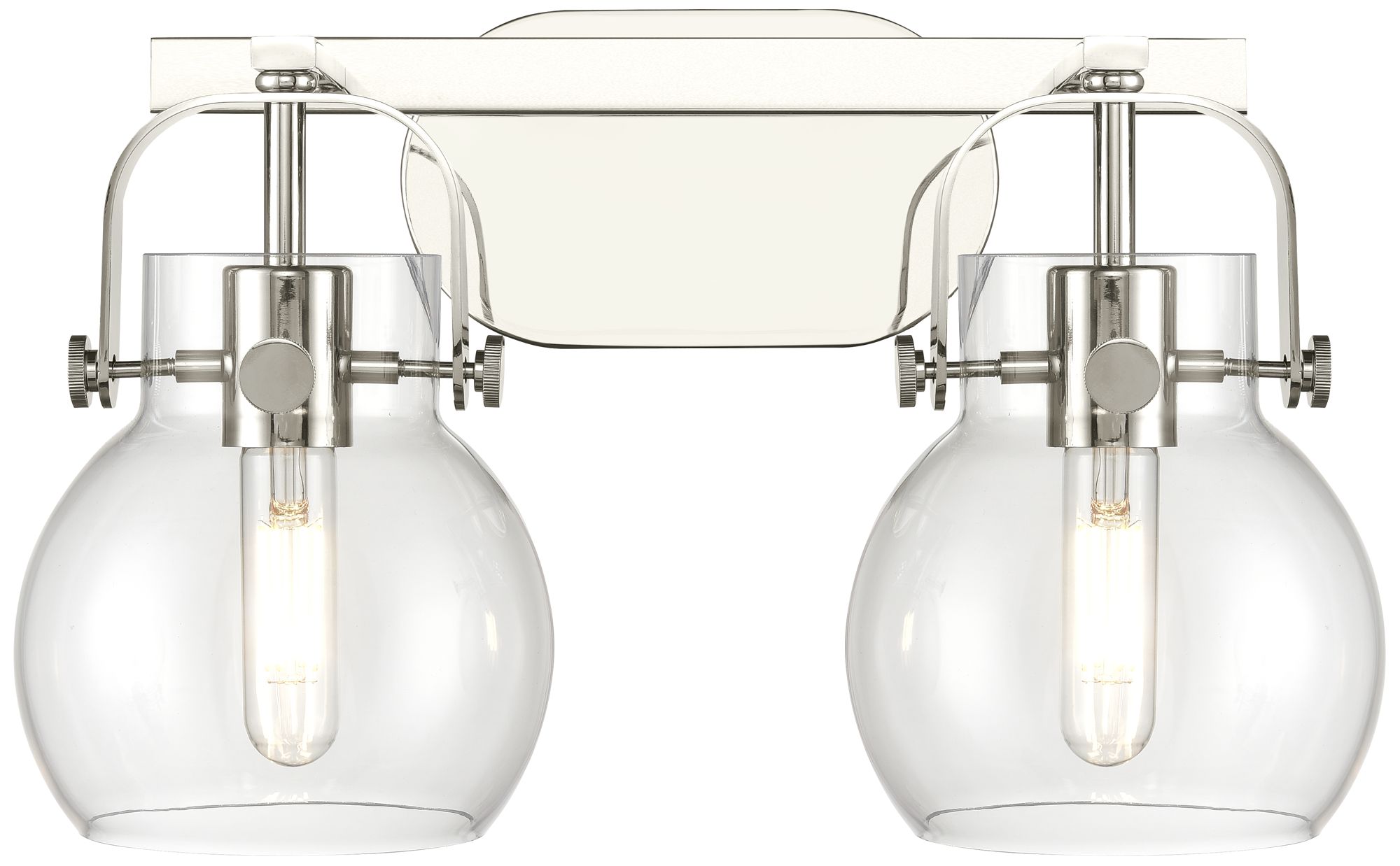 Pilaster II Sphere 17"W 2 Light Polished Nickel Bath Light w/ Clear Sh