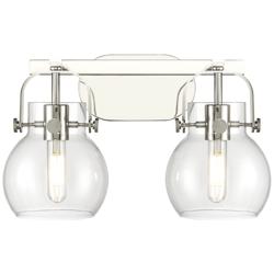 Pilaster II Sphere 17"W 2 Light Polished Nickel Bath Light w/ Clear Sh