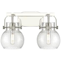 Pilaster II Sphere 17"W 2 Light Polished Nickel Bath Light w/ Seedy Sh