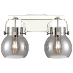 Pilaster II Sphere 17"W 2 Light Polished Nickel Bath Light w/ Smoke Sh