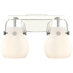 Pilaster II Sphere 17"W 2 Light Polished Nickel Bath Light w/ White Sh