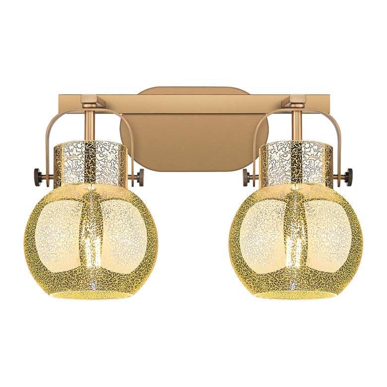 Image 1 Pilaster II Sphere 17"W 2 Light Brass Bath Light w/ Mercury Shade