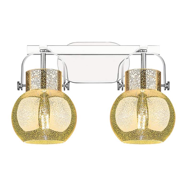 Image 1 Pilaster II Sphere 17"W 2 Light Chrome Bath Light w/ Mercury Shade