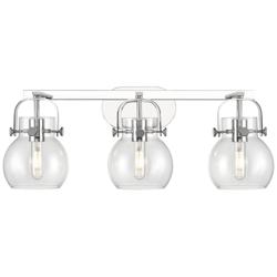 Pilaster II Sphere 26.5&quot; Wide 3 Light Chrome Bath Light With Clear Sha