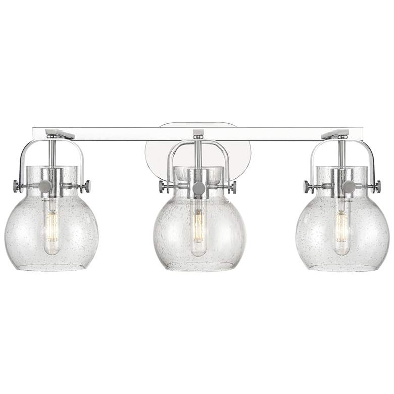 Image 1 Pilaster II Sphere 26.5" Wide 3 Light Chrome Bath Light With Seedy Sha