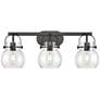 2_Pilaster II Sphere 26.5" Wide 3 Light Matte Black Bath Light w/ Clear
