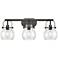Pilaster II Sphere 26.5" Wide 3 Light Matte Black Bath Light w/ Clear