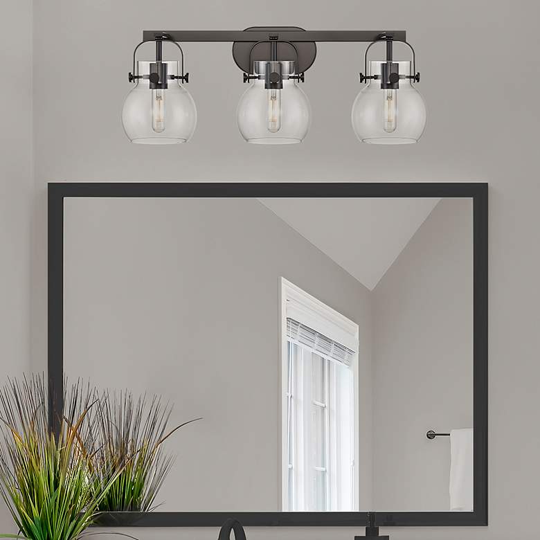 Image 3 Pilaster II Sphere 26.5" Wide 3 Light Matte Black Bath Light w/ Clear more views