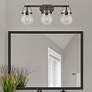 3_Pilaster II Sphere 26.5" Wide 3 Light Matte Black Bath Light w/ Clear more views