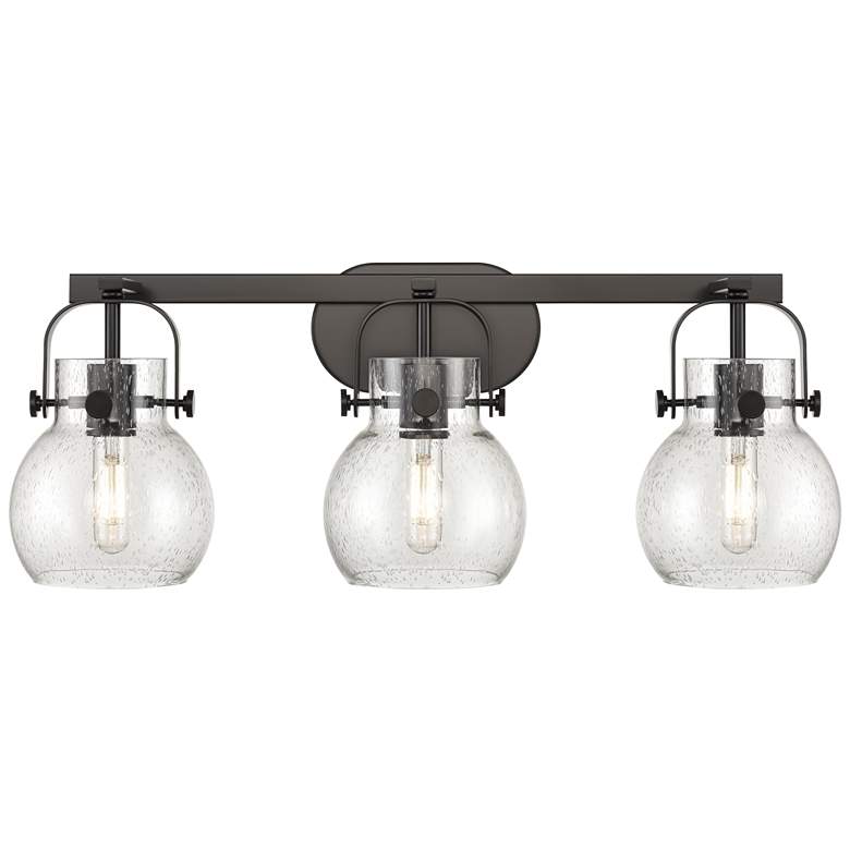 Image 1 Pilaster II Sphere 26.5" Wide 3 Light Matte Black Bath Light w/ Seedy