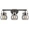 Pilaster II Sphere 26.5" Wide 3 Light Matte Black Bath Light w/ Smoke