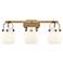 Pilaster II Sphere 26.5"W 3 Light Brushed Brass Bath Light w/ White Sh