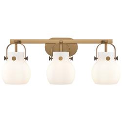 Pilaster II Sphere 26.5"W 3 Light Brushed Brass Bath Light w/ White Sh