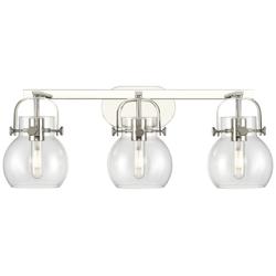 Pilaster II Sphere 26.5"W 3 Light Polished Nickel Bath Light w/ Clear