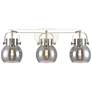 Pilaster II Sphere 26.5"W 3 Light Polished Nickel Bath Light w/ Smoke