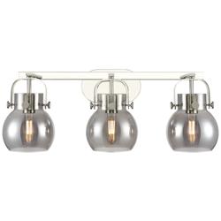 Pilaster II Sphere 26.5"W 3 Light Polished Nickel Bath Light w/ Smoke